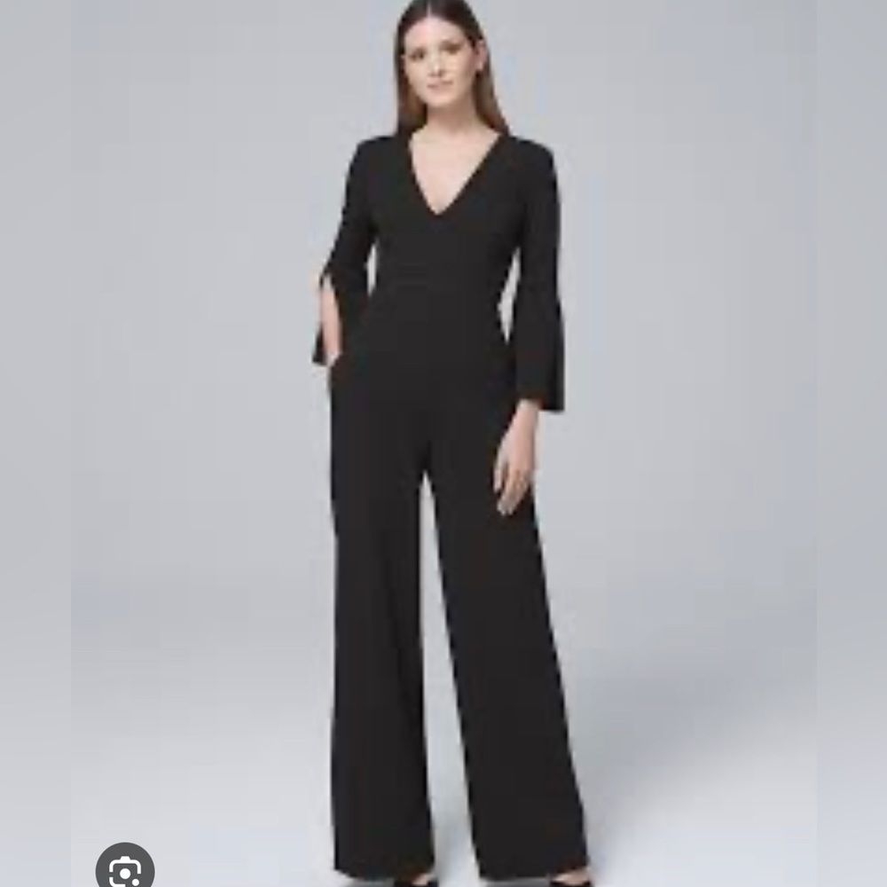 NWT Badgley Mischka Bell-Sleeve Black Wide-Leg Jumpsuit